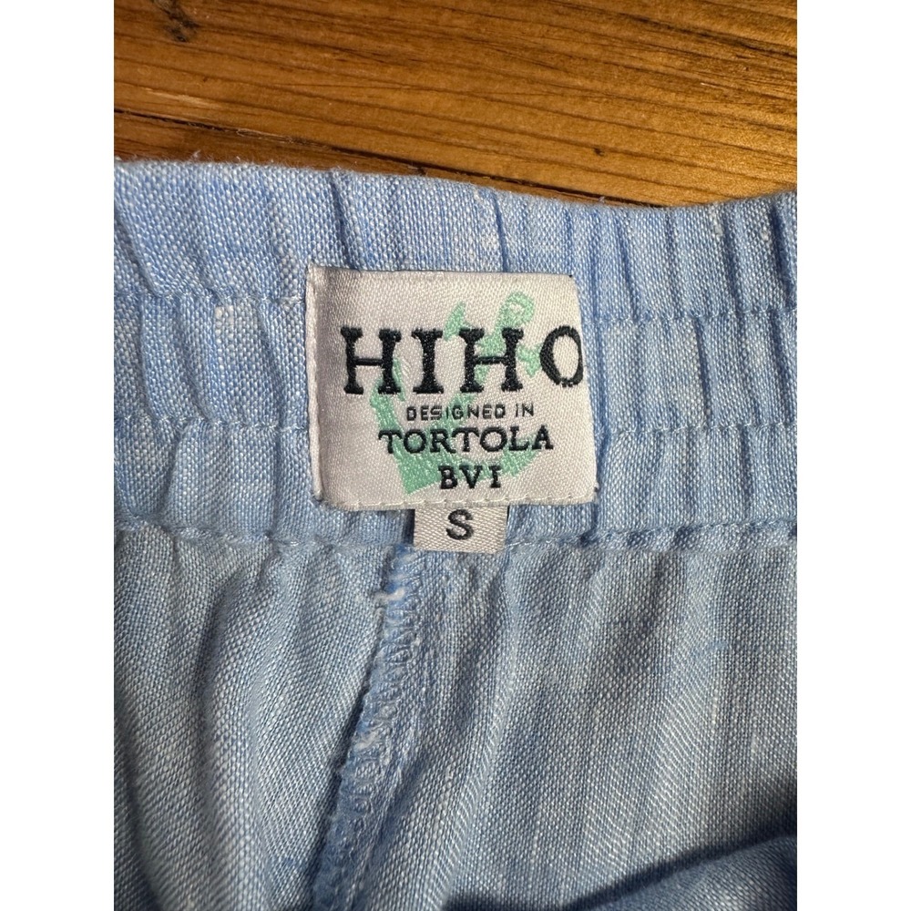 HIHO Men's 100% Linen Elastic Waist Resort Beach Shorts Blue‎ Men's Small - Picture 6 of 11